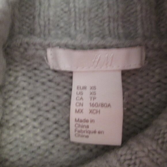 H&M Alpaca Wool Blend Sweater Size XS Pullover Turtleneck Ribbed Oversized Crop - Picture 6 of 10